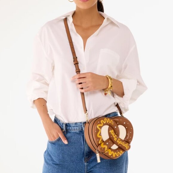 Kate Spade Big Apple NYC 3D Pretzel Crossbody Bag, Brown Women's Hanfbag - Picture 4 of 8